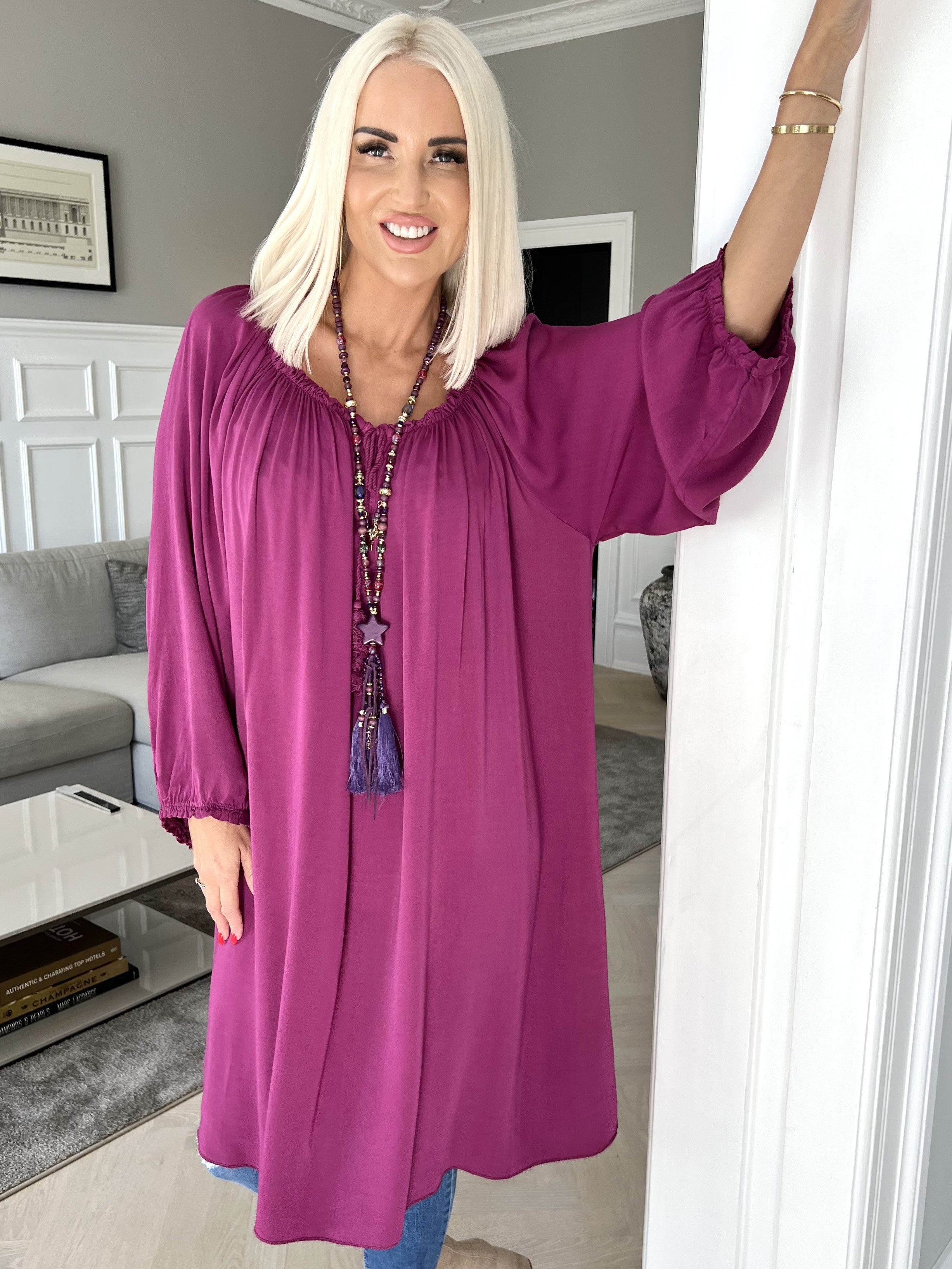 Nicole - Tunikaklänning med band - Purple